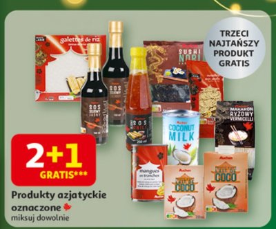 Produkty azjatyckie Auchan Collection oznaczone 2+1 GRATIS promocja w Auchan