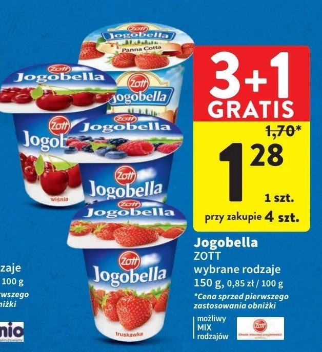 Jogurt panna cotta z truskawkami Zott jogobella promocja