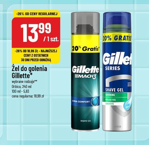 Żel do golenia ultra comfort Gillette mach3 promocja w POLOmarket