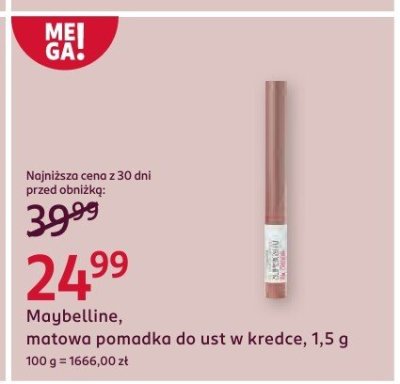 Pomadka Maybelline matowa do ust w kredce, 1,5 g promocja w Rossmann