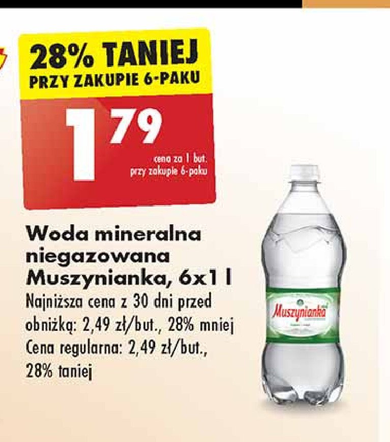 Woda średnio gazowana Muszynianka promocja w Biedronka