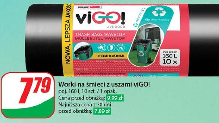 Worki na 艣mieci z uszami ld czarne 160 l Vigo! promocja