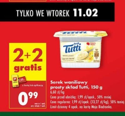 Serek waniliowy prosty skład Tutti promocja