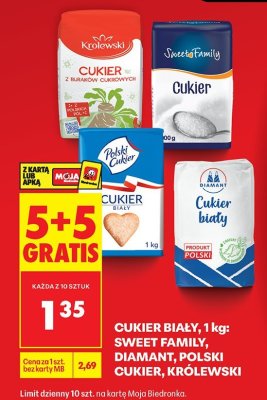 Cukier biały Sweet Family, Diamant, Polski Cukier, Królewski 1kg promocja w Biedronka