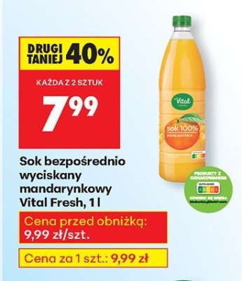 Sok bezpośrednio wyciskany mandarynkowy 1 l promocja w Biedronka