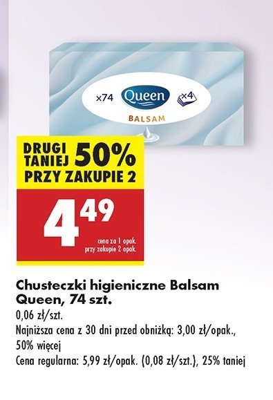 Chusteczki balsam Queen promocja