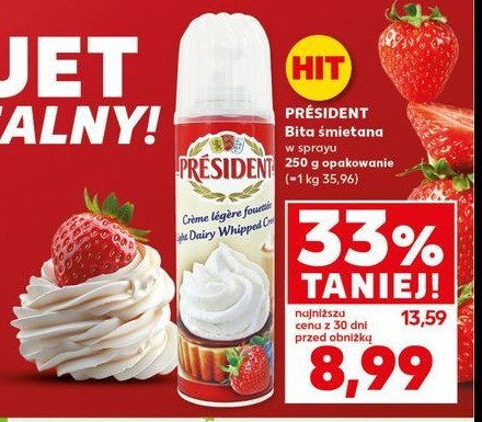 Bita śmietana w sprayu President promocja w Prim Market