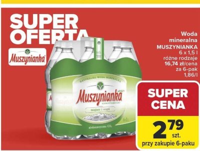 Woda mineralna Muszynianka różne rodzaje promocja w Carrefour Market