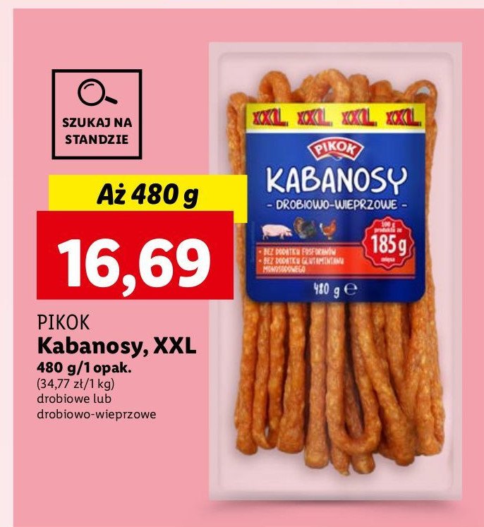 Kabanosy drobiowo-wieprzowe Pikok promocja