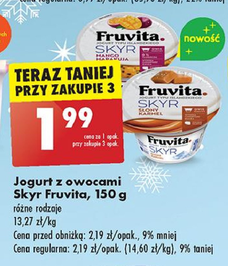 Jogurt mango marakuja Fruvita skyr promocja w Biedronka