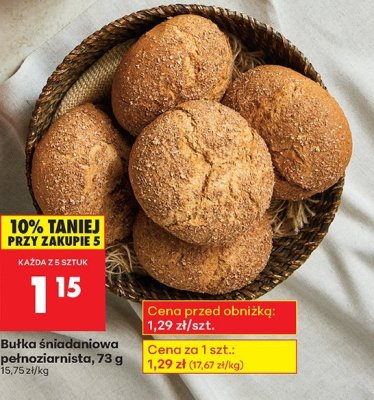 Bułka śniadaniowa pełnoziarnista 73 g promocja w Biedronka
