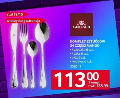 Komplet sztućców Gerlach KOMPLET SZTUĆCÓW 24 CZĘŚCI MANGO promocja w Selgros