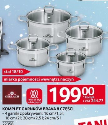 Komplet garnków Gerlach KOMPLET GARNKÓW BRAVA 8 CZĘŚCI promocja w Selgros