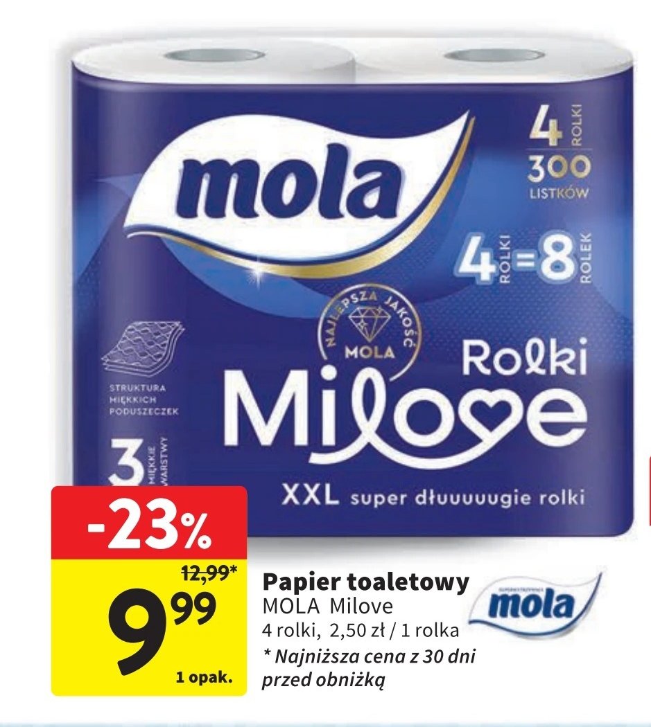 Papier toaletowy milove Mola promocja w Intermarche