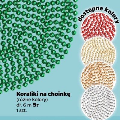 Koraliki na choinkę, różne kolory promocja w Netto