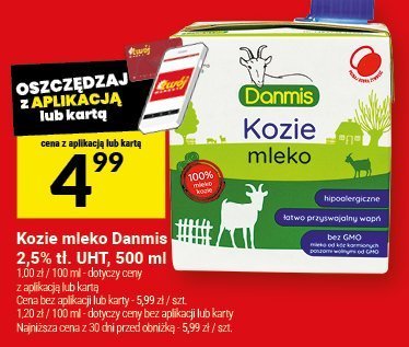 Kozie mleko Danmis 2,5%, 1 l promocja w Twój Market