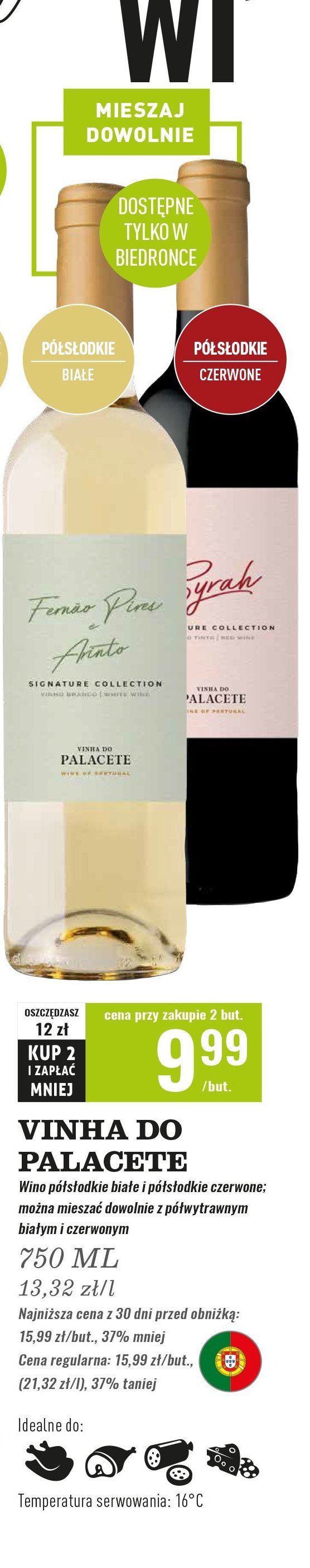 Wino Vinha do palacete medium sweet promocja w Biedronka