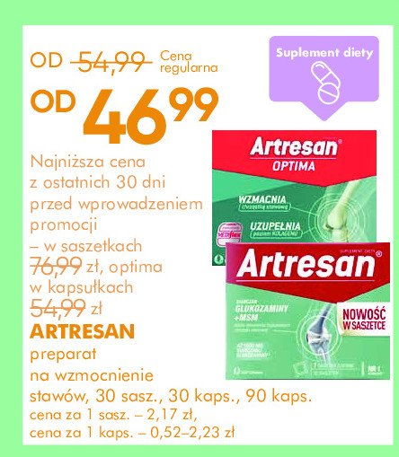 Tabletki wspomagające stawy Artresan optima promocja w Super-Pharm