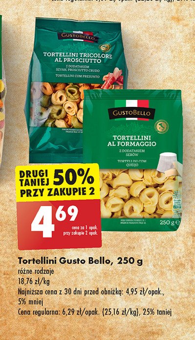 Tortelloni z szynką prosciutto crudo Gustobello promocja