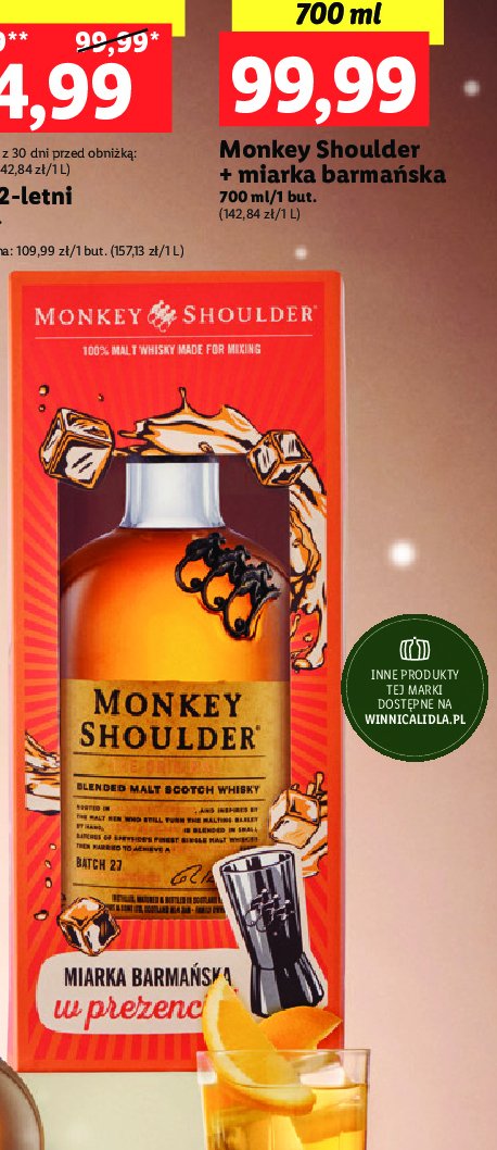 Whisky + miarka barmańska Monkey shoulder promocja
