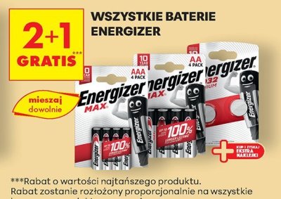 Wszystkie baterie Energizer 2+1 GRATIS promocja w Biedronka