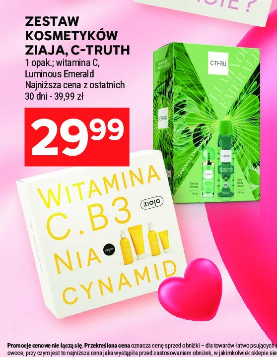 Zestaw w pudełku witamina c.b3: balsam do ciała 200ml + tonik do twarzy 190ml + żel do twarzy 190ml + krem 50ml Ziaja zestaw promocja