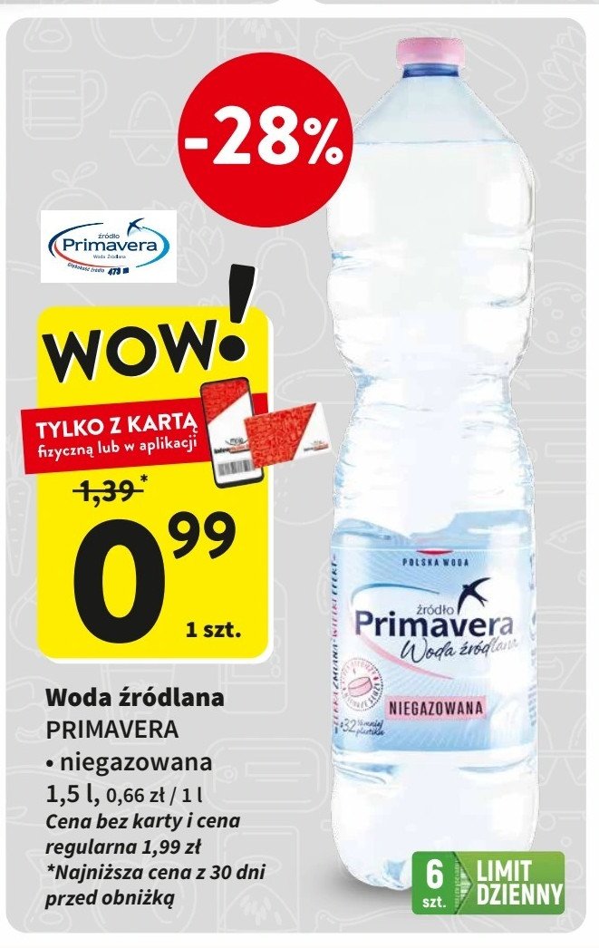 Woda niegazowana Primavera promocja w Intermarche