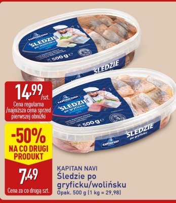 Śledzie po wolińsku 500g KAPITAN NAVI promocja w Aldi
