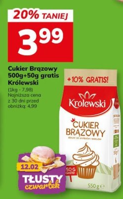 Cukier Brązowy 500g+50g gratis Królewski promocja w Hitpol