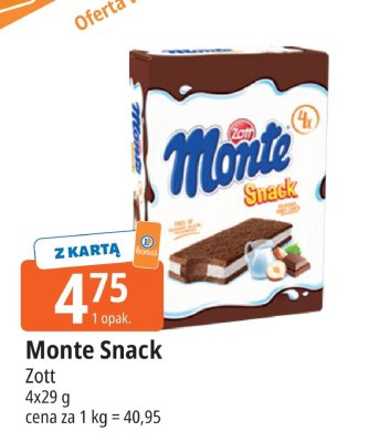 Batonik Monte Snack Zott promocja w Leclerc