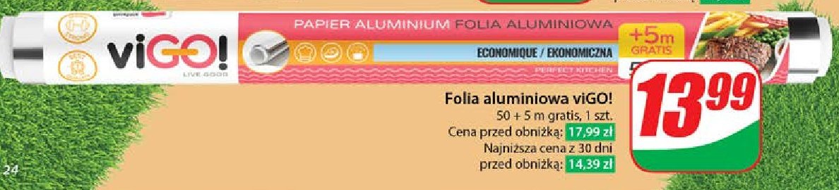 Folia aluminiowa 50 m Vigo! promocja w Dino