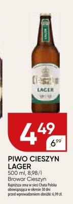 Piwo Cieszyn Lager promocja w Chata Polska