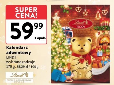 Kalendarz adwentowy LINDT Teddy promocja w Intermarche