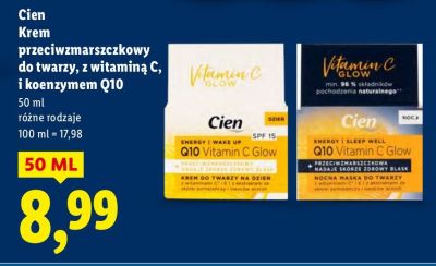 Krem przeciwzmarszczkowy do twarzy, z witaminą C, i koenzymem Q10 promocja w Lidl