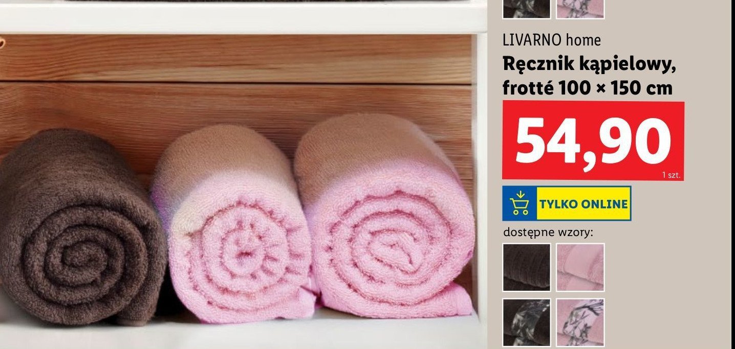 Ręcznik frotte 100 x 150 cm promocja w Lidl