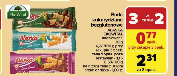 Rurki kukurydziane z kremem mlecznym Alaska promocja