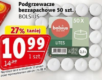 Podgrzewacze bezzapachowe 50 szt. BOLSIUS promocja w Prim Market