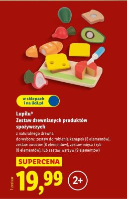 Zestaw drewnianych produktów spożywczych Lupilu promocja w Lidl