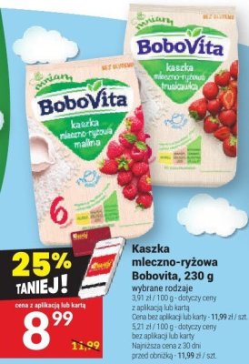 Kaszka mleczno-ryżowa Bobovita, 230 g promocja w Twój Market