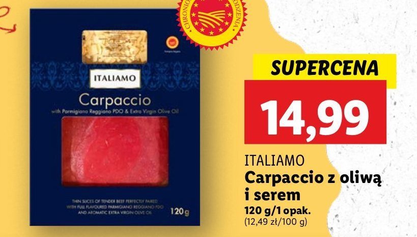 Carpaccio z oliwą i serem Italiamo promocja