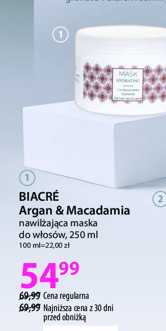 Maska do włosów argan & macadamia Biacre promocja