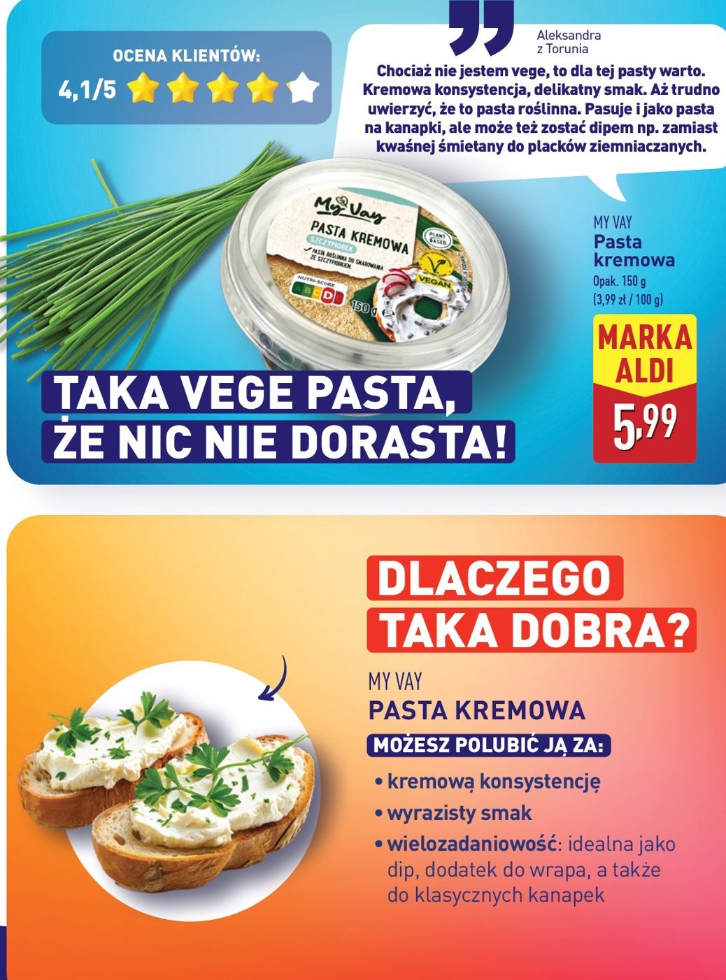 Pasta kremowa kanapkowa ze szczypiorkiem My vay promocja w Aldi