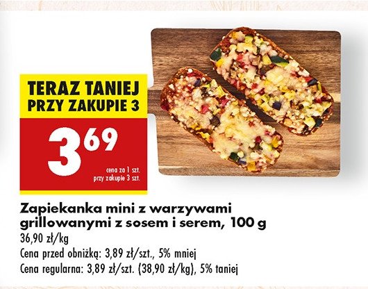 Zapiekanka mini z warzywami grillowanymi z sosem i serem promocja