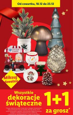 Dekoracje świąteczne wszystkie rodzaje 1+1 za grosz promocja w Lidl