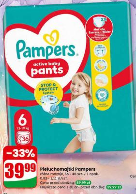 Pieluchomajtki Pampers active baby pants promocja w Dino