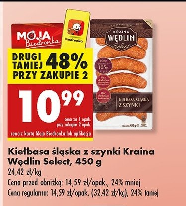 Kiełbasa śląska z szynki Kraina wędlin select promocja