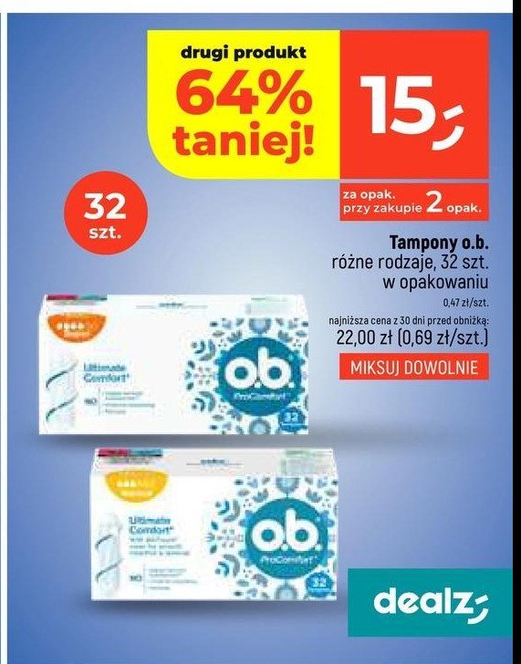 Tampony normal O.b. promocja w Dealz