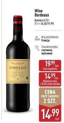 Wino Bordeaux czerwone promocja w Aldi
