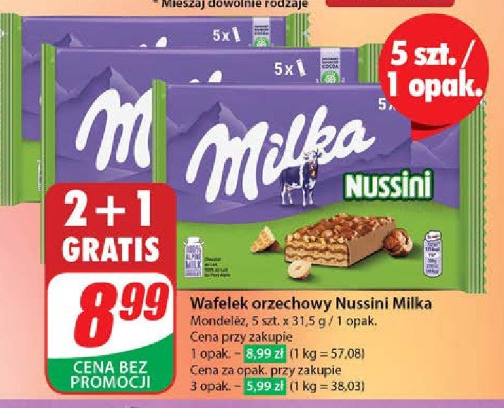 Wafelki orzechowe Milka promocja w Dino
