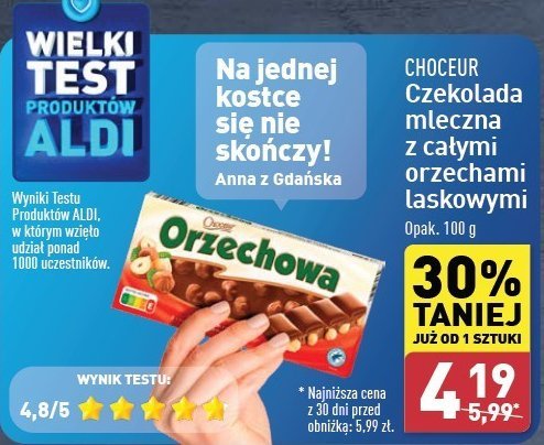 Czekolada z orzechami laskowymi Choceur promocja